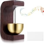SPIN CART C-Shape Wooden Door Chime Bell, Brass Bowl with Natural Wood Mount, Decorative Welcome Bell for Shop, Office, Cafe, Front Door - Image 1