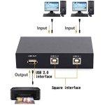 SPIN CART Printer Sharing 2 Port USB 2.0 Switch Box, 2 Computer To 1 Printer For PC Computer Scanner Printers Projector and 2 USB Printer Cable - Image 3