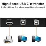 SPIN CART Printer Sharing 2 Port USB 2.0 Switch Box, 2 Computer To 1 Printer For PC Computer Scanner Printers Projector and 2 USB Printer Cable - Image 2