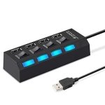 SPIN CART 4 Port USB Hub 2.0 with Individual Switchs and LED Indicators Multi Adapter - Image 1