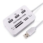 SPIN CART All in 1 3 Ports USB 2.0 Hub Extension External Memory Card Reader for SD/MMC M2 Micro SD/TF for Pen Drive/Cameras/mobiles/PC/Laptop/Notebook/Tablet (White) - Image 1