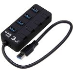 SPIN CART 4 Port USB Hub 3.0 Superspeed Data Transfer with Individual On/Off Switches and LEDs 1.2 m USB Cable and Any Other USB Devices Black - Image 1