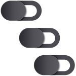 SPIN CART Webcam Cover, Ultra Thin Slide Camera Blocker for Laptop Tablet Smart Phone Black Pack of 3 - Image 1