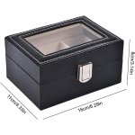 SPIN CART PU Leather Watch Display Box, 3 Slots with Transparent Lid, Metal Lock, Removable Pillows, Black Storage Case for Men Women, 16x11x8 cm - Image 4