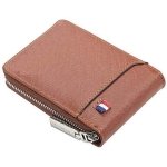 SPIN CART Credit Debit Card Wallet, High Qualiy Zipper Card Case Holder for Men Women, with RIFD Blocking 10 Slot Compact Size (Brown) - Image 1