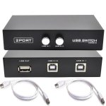 SPIN CART Printer Sharing 2 Port USB 2.0 Switch Box, 2 Computer To 1 Printer For PC Computer Scanner Printers Projector and 2 USB Printer Cable - Image 1