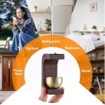SPIN CART C-Shape Wooden Door Chime Bell, Brass Bowl with Natural Wood Mount, Decorative Welcome Bell for Shop, Office, Cafe, Front Door - Image 7