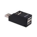 SPIN CART Mini 3 Port USB 2.0 HUB External Multi Ports High Speed, USB Splitter Switch for PC Computer Laptop (Black) - Image 1