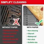 SPIN CART Air Fryer Paper Liners, 8 Inch Square Non-Stick Oil Resistant Disposable Parchment Sheets for Frying, Baking, Cooking, Roasting & Microwave, Food Grade Baking Paper, 100 pcs Pack - Image 6
