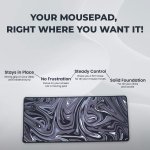 SPIN CART Large Gaming Mouse pad, Long XXL Extended Desk Table Mat Mousepad for Laptop PC Computer (Black Abstract) - Image 6