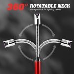 SPIN CART USB Rechargeable Arc Lighter, Flameless Electric Candle Lighter, Red Aluminum, 25cm Long Flexible Neck, LED Battery Indicator, Windproof for BBQ, Stove, Camping - Image 4