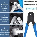 SPIN CART Crimping Tool Kit RJ45, Wire Stripper And Cutter, 3 in 1 Modular Crimper Ethernet Tool RJ11 UTP Cat5E/Cat6 LAN Cutter RJ45 RJ12 4P4C 4P2C, Hand Tools For Wire Cutting, Stripping - Image 2