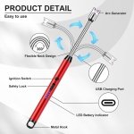 SPIN CART USB Rechargeable Arc Lighter, Flameless Electric Candle Lighter, Red Aluminum, 25cm Long Flexible Neck, LED Battery Indicator, Windproof for BBQ, Stove, Camping - Image 5