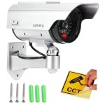 SPIN CART Dummy CCTV Security Camera, Indoor Outdoor Surveillance Camera with LED Flash, Silver - Image 2