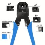 SPIN CART Crimping Tool Kit RJ45, Wire Stripper And Cutter, 3 in 1 Modular Crimper Ethernet Tool RJ11 UTP Cat5E/Cat6 LAN Cutter RJ45 RJ12 4P4C 4P2C, Hand Tools For Wire Cutting, Stripping - Image 6
