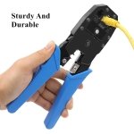 SPIN CART Crimping Tool Kit RJ45, Wire Stripper And Cutter, 3 in 1 Modular Crimper Ethernet Tool RJ11 UTP Cat5E/Cat6 LAN Cutter RJ45 RJ12 4P4C 4P2C, Hand Tools For Wire Cutting, Stripping - Image 5