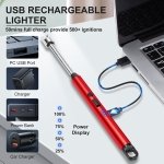 SPIN CART USB Rechargeable Arc Lighter, Flameless Electric Candle Lighter, Red Aluminum, 25cm Long Flexible Neck, LED Battery Indicator, Windproof for BBQ, Stove, Camping - Image 6