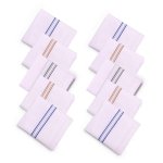 SPIN CART Cotton Handkerchief For Men, White With Stripe Kerchief Hanky For Gents, Soft Thick Fabric Hankies (10) - Image 1