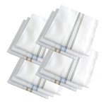SPIN CART Cotton Premium Collection Casual Style Handkerchiefs Hanky For Men - Pack Of 12. - White Striped Xxl King Size - Image 4