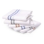SPIN CART Cotton Handkerchief For Men, White With Stripe Kerchief Hanky For Gents, Soft Thick Fabric Hankies (10) - Image 5