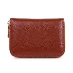 SPIN CART Credit Debit Card Holder Wallet for Men Women, RFID Blocking Zipper Case with 9 Card Slot (Brown) - Image 4
