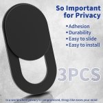 SPIN CART Webcam Cover, Ultra Thin Slide Camera Blocker for Laptop Tablet Smart Phone Black Pack of 3 - Image 3