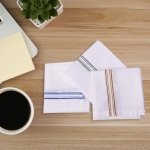 SPIN CART Cotton Handkerchief For Men, White With Stripe Kerchief Hanky For Gents, Soft Thick Fabric Hankies (10) - Image 2