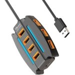 SPIN CART 10-Port USB 2.0 Hub with RGB Lighting, High-Speed Multi Hub Splitter, 1.2m Cable, Power Adapter, Carbon Fiber Pattern Design for Desktop, Laptop - Image 1