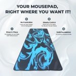 SPIN CART Large Gaming Mouse pad, Long XXL Extended Desk Table Mat Mousepad for Laptop PC Computer (Abstract Blue) - Image 3