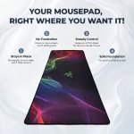 SPIN CART Long Gaming Mouse Pad, Large Big Desk Table Mat with Non- Slip Rubber Base Mousepad for Keyboard Laptop PC (Pink Razor) - Image 4